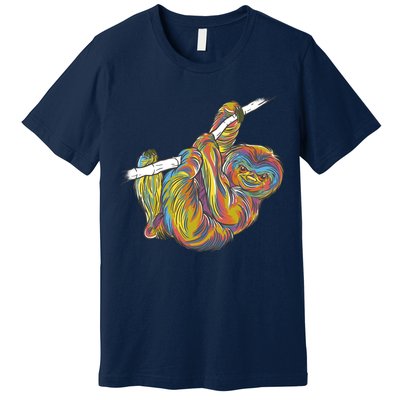 Colorful Hanging Sloth Premium T-Shirt