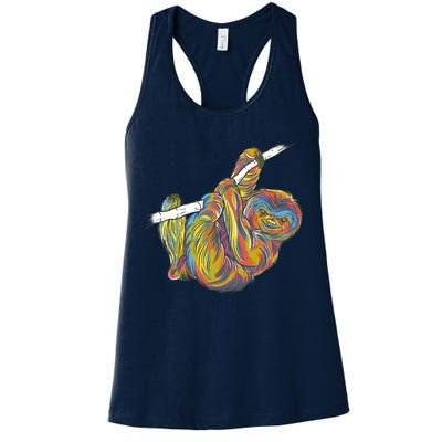 Colorful Hanging Sloth Womens Tank Top