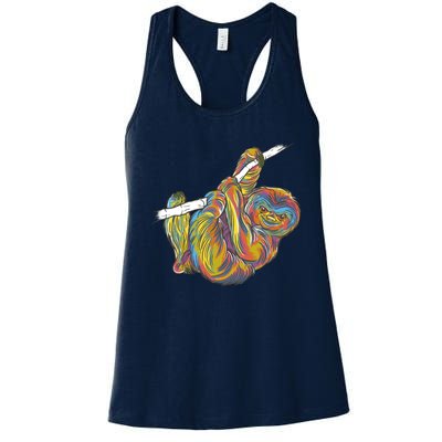 Colorful Hanging Sloth Women's Racerback Tank