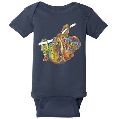 Colorful Hanging Sloth Baby Bodysuit