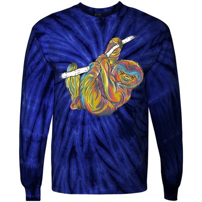 Colorful Hanging Sloth Tie-Dye Long Sleeve Shirt