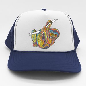 Colorful Hanging Sloth Trucker Hat