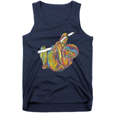 Colorful Hanging Sloth Tank Top