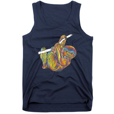 Colorful Hanging Sloth Tank Top