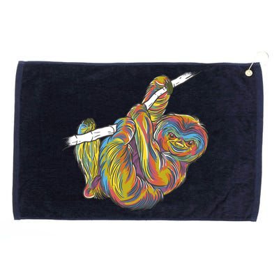 Colorful Hanging Sloth Grommeted Golf Towel