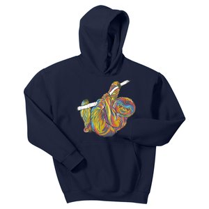 Colorful Hanging Sloth Kids Hoodie