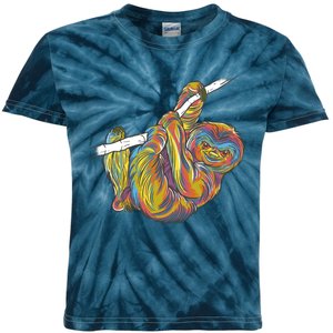 Colorful Hanging Sloth Kids Tie-Dye T-Shirt