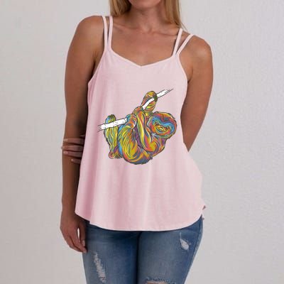 Colorful Hanging Sloth Women's Strappy Tank