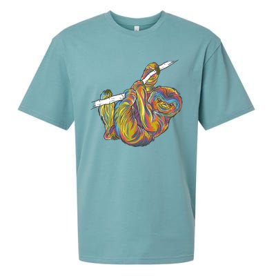 Colorful Hanging Sloth Sueded Cloud Jersey T-Shirt