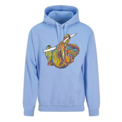 Colorful Hanging Sloth Unisex Surf Hoodie