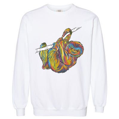 Colorful Hanging Sloth Garment-Dyed Sweatshirt