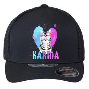 Cat Heart Shape Karma Flexfit Unipanel Trucker Cap