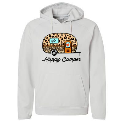 Camper Happy Summer Camp Camping Leopard Funny Glamping Gift Performance Fleece Hoodie