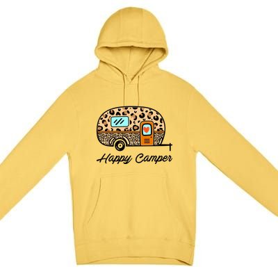 Camper Happy Summer Camp Camping Leopard Funny Glamping Gift Premium Pullover Hoodie