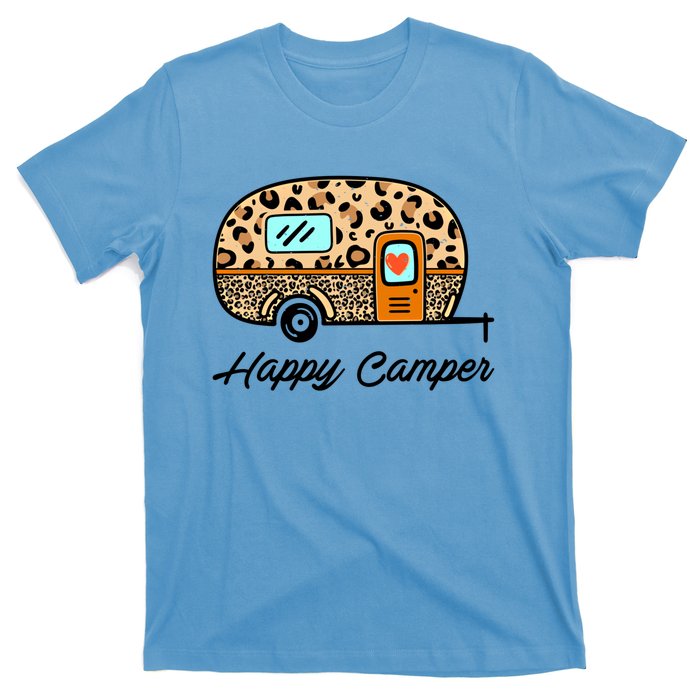 Camper Happy Summer Camp Camping Leopard Funny Glamping Gift T-Shirt