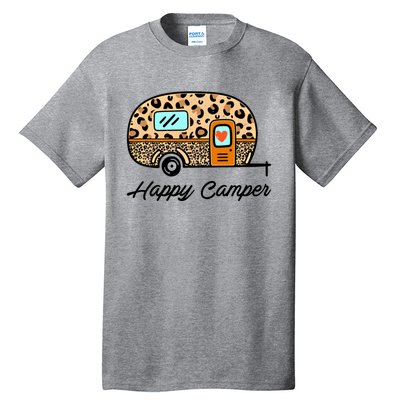 Camper Happy Summer Camp Camping Leopard Funny Glamping Gift Tall T-Shirt