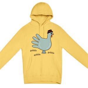 Cute Hand Turkey Pilgrim Gobble Thanksgiving Day Costume Gift Premium Pullover Hoodie