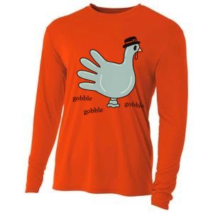 Cute Hand Turkey Pilgrim Gobble Thanksgiving Day Costume Gift Cooling Performance Long Sleeve Crew