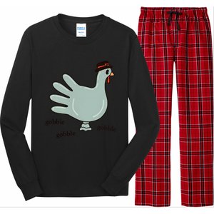 Cute Hand Turkey Pilgrim Gobble Thanksgiving Day Costume Gift Long Sleeve Pajama Set