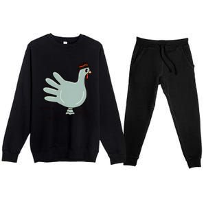 Cute Hand Turkey Pilgrim Gobble Thanksgiving Day Costume Gift Premium Crewneck Sweatsuit Set