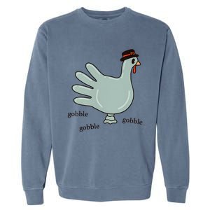 Cute Hand Turkey Pilgrim Gobble Thanksgiving Day Costume Gift Garment-Dyed Sweatshirt