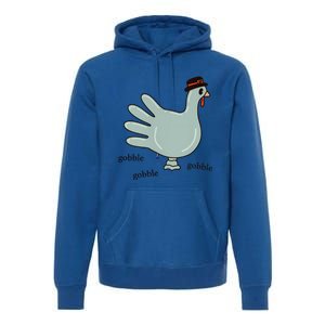 Cute Hand Turkey Pilgrim Gobble Thanksgiving Day Costume Gift Premium Hoodie