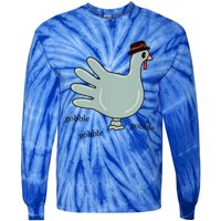 Cute Hand Turkey Pilgrim Gobble Thanksgiving Day Costume Gift Tie-Dye Long Sleeve Shirt