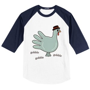 Cute Hand Turkey Pilgrim Gobble Thanksgiving Day Costume Gift Baseball Sleeve Shirt