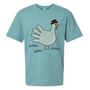 Cute Hand Turkey Pilgrim Gobble Thanksgiving Day Costume Gift Sueded Cloud Jersey T-Shirt