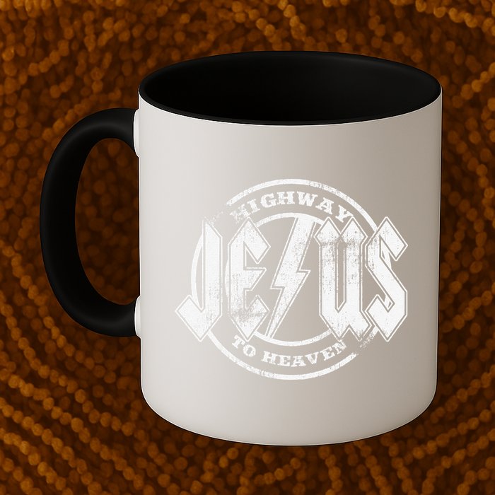 Christian Highway To Heaven Rock N Roll Jesus Mug