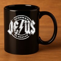 Christian Highway To Heaven Rock N Roll Jesus 11oz C Handle Ceramic Mug