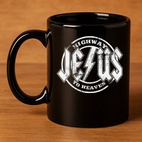 Christian Highway To Heaven Rock N Roll Jesus 11oz C Handle Ceramic Mug