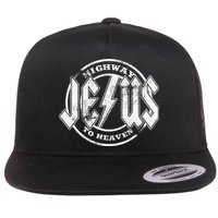 Christian Highway To Heaven Rock N Roll Jesus Flat Bill Trucker Hat
