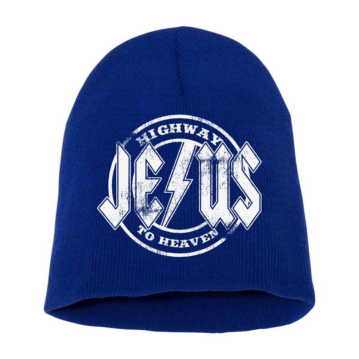 Christian Highway To Heaven Rock N Roll Jesus Short Acrylic Beanie