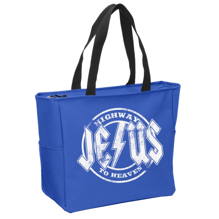 Christian Highway To Heaven Rock N Roll Jesus Zip Tote Bag