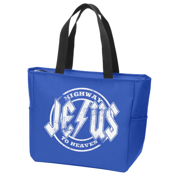 Christian Highway To Heaven Rock N Roll Jesus Zip Tote Bag