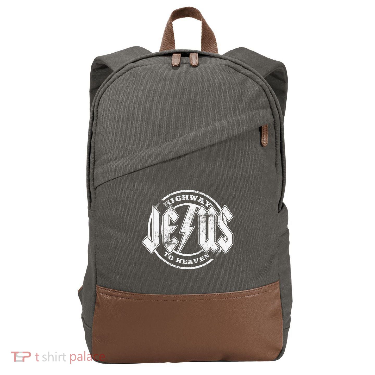 Christian Highway To Heaven Rock N Roll Jesus Cotton Canvas Backpack