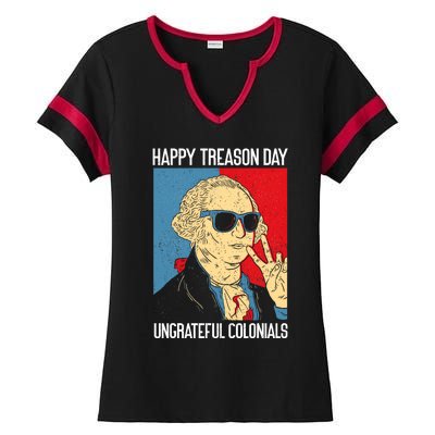 Colonial Happy Treason Day Independence Day Fun 4th Of July Ladies Halftime Notch Neck Tee