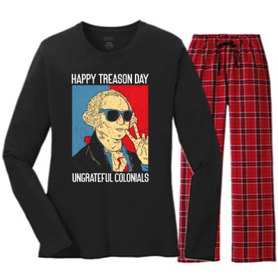 Colonial Happy Treason Day Independence Day Fun 4th Of July Women's Long Sleeve Flannel Pajama Set 