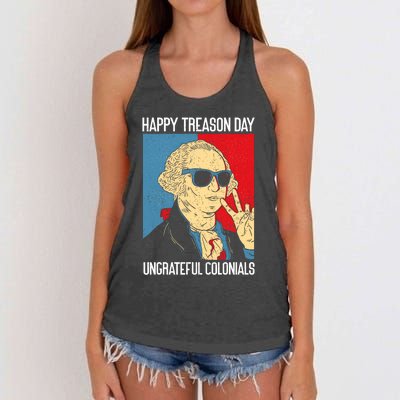 Colonial Happy Treason Day Independence Day Fun 4th Of July Women's Knotted Racerback Tank