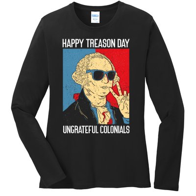 Colonial Happy Treason Day Independence Day Fun 4th Of July Ladies Long Sleeve Shirt