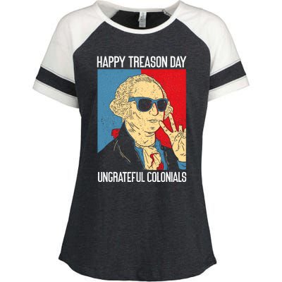 Colonial Happy Treason Day Independence Day Fun 4th Of July Enza Ladies Jersey Colorblock Tee