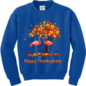 Cool Happy Thanksgiving Fall Flamingo Lover Kids Sweatshirt