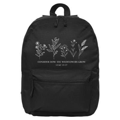 Consider How The Wildflowers Grow Bible Verse Jesus Faith 16 in Basic Backpack