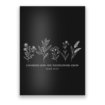 Consider How The Wildflowers Grow Bible Verse Jesus Faith Poster