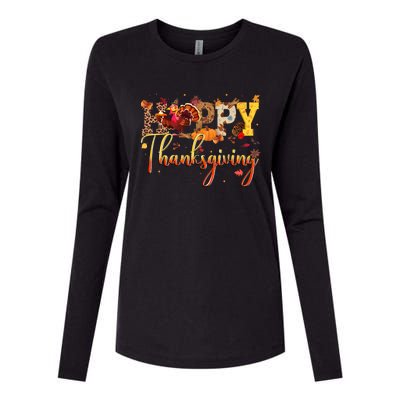 Cute Happy Thanksgiving Turkey Day Fall Autumn Family Dinner Womens Cotton Relaxed Long Sleeve T-Shirt