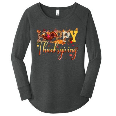 Cute Happy Thanksgiving Turkey Day Fall Autumn Family Dinner Women's Perfect Tri Tunic Long Sleeve Shirt