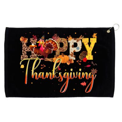 Cute Happy Thanksgiving Turkey Day Fall Autumn Family Dinner Grommeted Golf Towel