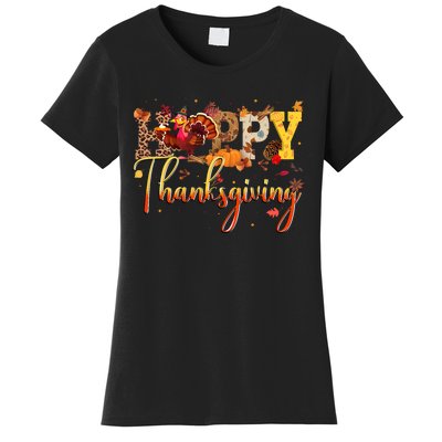 Cute Happy Thanksgiving Turkey Day Fall Autumn Family Dinner Women's T-Shirt