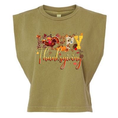 Cute Happy Thanksgiving Turkey Day Fall Autumn Family Dinner Garment-Dyed Women's Muscle Tee